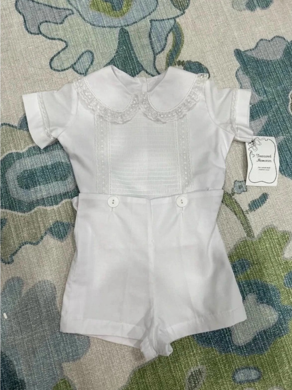 Boy Heirloom White Peter Pan Collar Baby Romper
